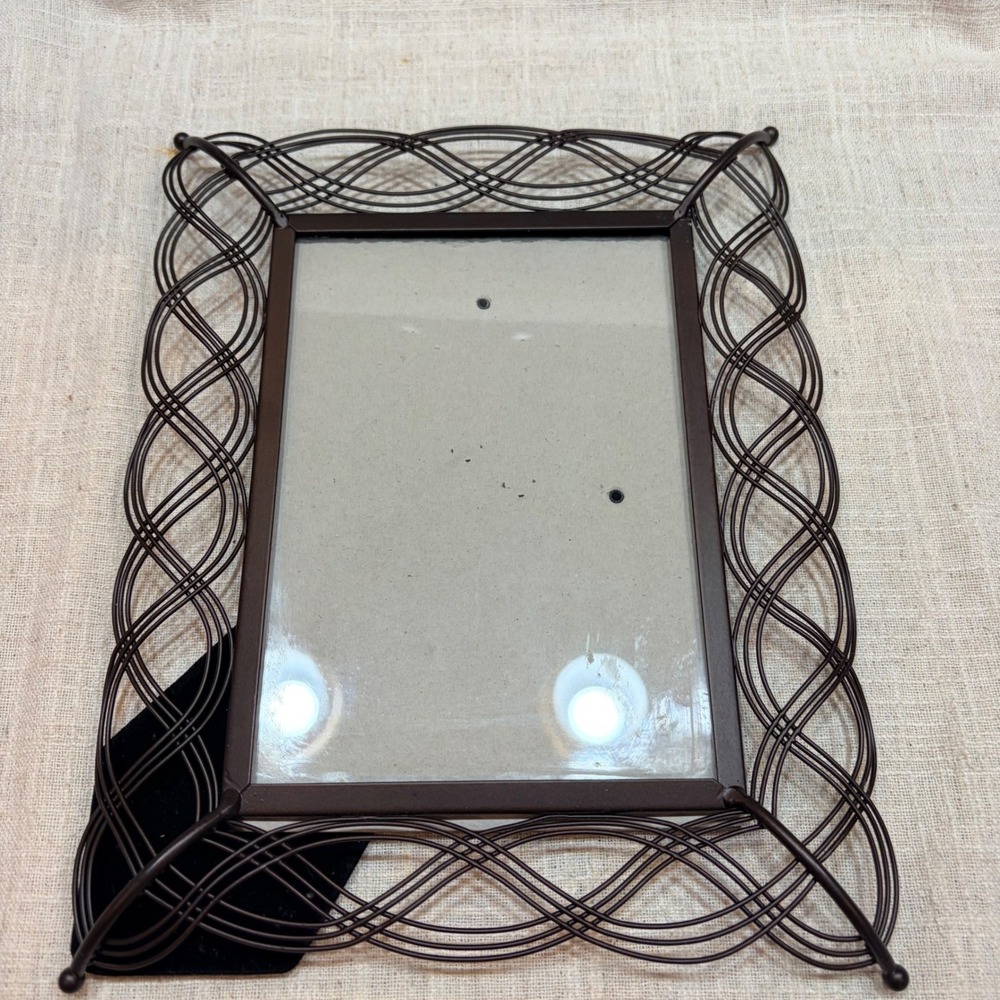 Burnes‎ of Boston 5x7 Photo Frame Dark Bronze Woven Wire Lattice Metal Filigree